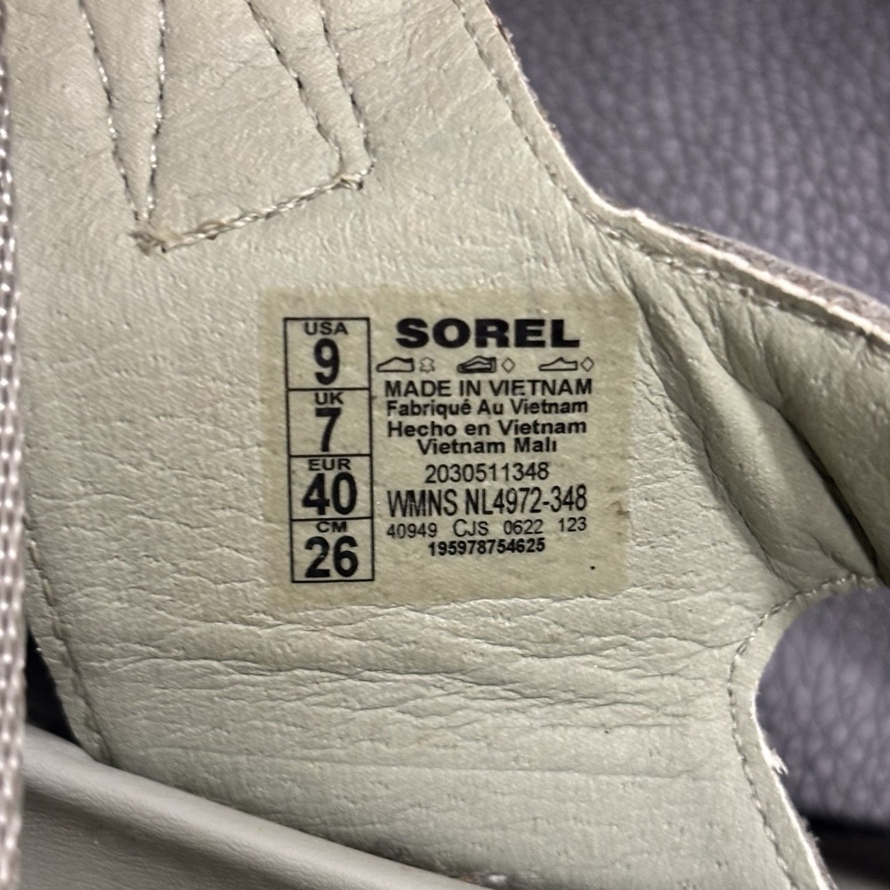 Sorel Viibe Sandals Womens Size 9 Soft Green Leather Slingback Comfort Flat Vibe - Picture 10 of 11